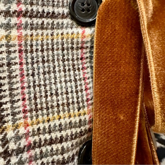 *rare* J. CREW Regent Wool Blazer Natural Plaid, Velvet Ribbon & Cobalt Pop — 6 - Picture 11 of 16